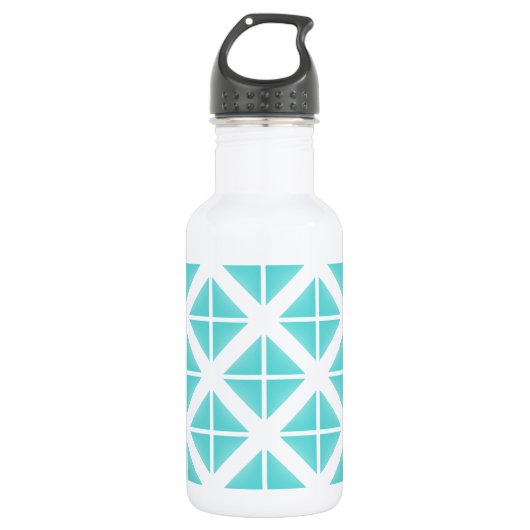 Turquoise Trendy Triangle Pattern Waterfles (Voorkant)