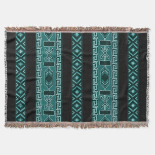 Turquoise Tribal Aztec Pattern Southwest Deken
