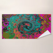 Turquoise Trippeyant Abstrait Rétro Tourbillon Liq (Serviette de bain)