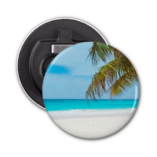 Turquoise Tropical Beach Button Flesopener (Voorkant)