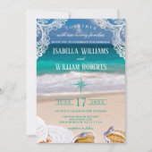 Turquoise Tropical Beach Faire-part de mariage d'é (Devant)