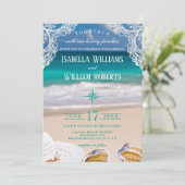Turquoise Tropical Beach Faire-part de mariage d'é (Debout devant)