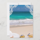 Turquoise Tropical Beach Faire-part de mariage d'é (Dos)
