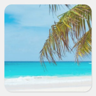 Turquoise Tropical Beach Vierkante Sticker