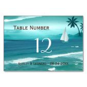 Turquoise Tropical Beach Wedding Numéro de table C (Devant)