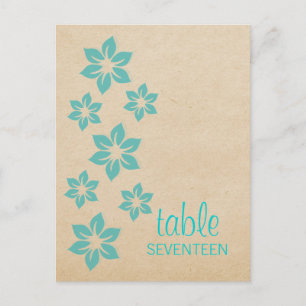 Turquoise Tropical Floral Numéro de table Carte po