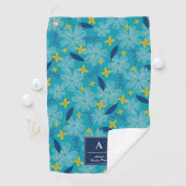 Turquoise Tropical Floral Pattern - Voeg Jouw naam Golfhanddoek (Insitu)