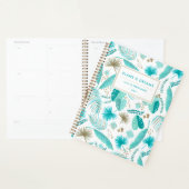 Turquoise Tropical Leaves Pattern Gepersonaliseerd Planner (Display)
