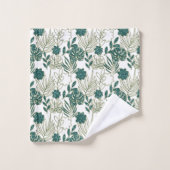 Turquoise Tropical Monstera Botanique Blanc Feuill (Gant de toilette)