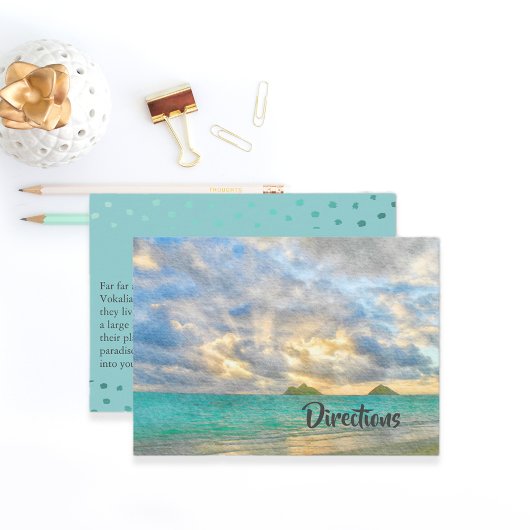 Turquoise Tropical Paradise Wedding Routebeschrijv Informatiekaartje