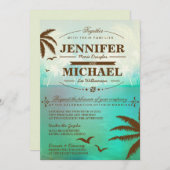 Turquoise tropical Plage Pittoresque Invitations d (Devant / Derrière)