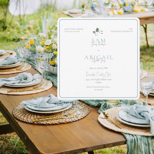 Turquoise Tropics Rehearsal Dinner White Square Kaart