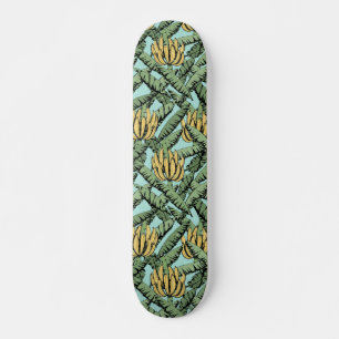 Turquoise Tropische Gele Bananen en Bladeren Skateboard