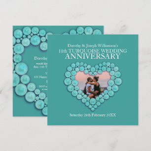 Turquoise trouwjubileum 11 jaar foto kaart