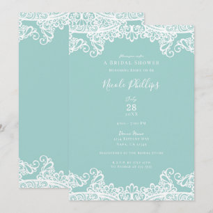 Turquoise Turkoois Wit Kant Elegant Bruidsmeisjesh Kaart