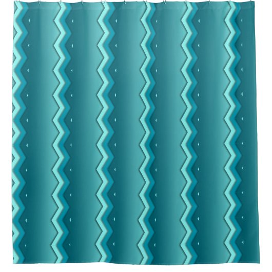 Turquoise Turquoise Abstrait Chevron Douche rideau (Devant)