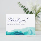 Turquoise Turquoise Aquarelle Carte de remerciemen (Debout devant)