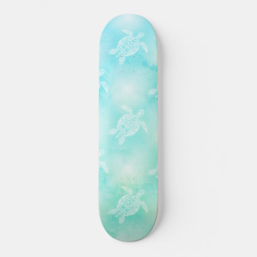 Turquoise Turtles Pattern Tropical Coastal Skateboard (Voorkant)