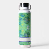 Turquoise Twinkles Floral aangepaste waterfles (Achterkant)