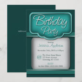  Turquoise : uitnodiging van de Birthday Party (Voorkant / Achterkant)