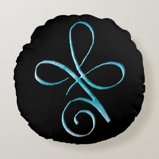 Turquoise Unconditional Love Rond Kussen (Voorkant)