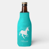 Turquoise Unicorn - Aangepaste flessenkoeler Flesjeskoeler (Fles Voorkant)