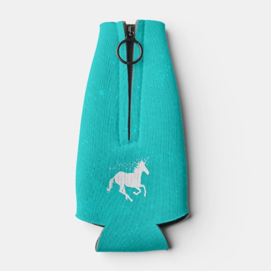 Turquoise Unicorn - Aangepaste flessenkoeler Flesjeskoeler (Achterkant)