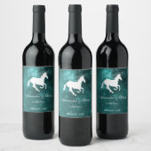 Turquoise Unicorn Mariage Étiquette de vin (Bouteilles)