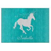 Turquoise Unicorn Personalized Cutting Board Snijplank (Voorkant)