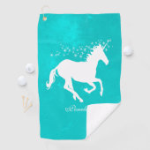 Turquoise Unicorn Personalized Golf Towel Golfhanddoek (Insitu)