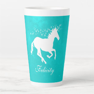 Turquoise Unicorn Personalized Latte Mok