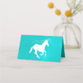 Turquoise Unicorn Reception Place Card (Achterkant)