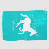 Turquoise Unicorn Serviette de golf personnalisée (Horizontal)