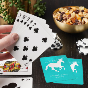 Turquoise Unicorn Wedding Favor Card Deck Pokerkaarten