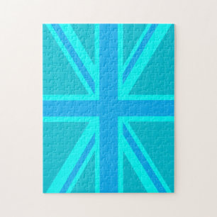 Turquoise Union Jack British Flag Design Legpuzzel