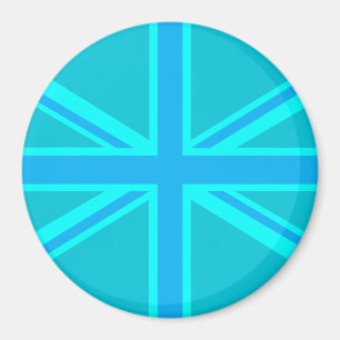 Turquoise Union Jack British Flag Design Magneet