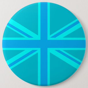 Turquoise Union Jack British Flag Design Ronde Button 6,0 Cm
