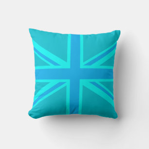 Turquoise Union Jack Britse vlag Kussen