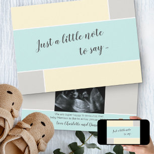 Turquoise Vanilla Aangepast Sonogram Foto Zwangers Aankondiging