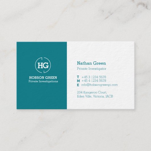 Turquoise vert blanc deux lettres logo carte de vi (Devant)