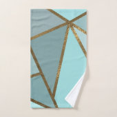 Turquoise Vert Bleu & Bronze Géométrique Mousse de (Serviette à main)