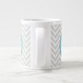 Turquoise Vert Chevron Monogramme Géant Café Mug (Dos)