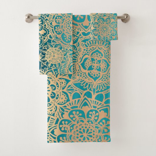 Turquoise vert et or Mandala Boho Chic (En situation)