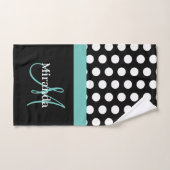 Turquoise vert Monogramme noir blanc Polka point (Serviette à main)