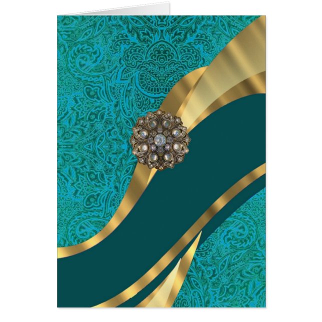 Turquoise vert vert damassé (Devant)