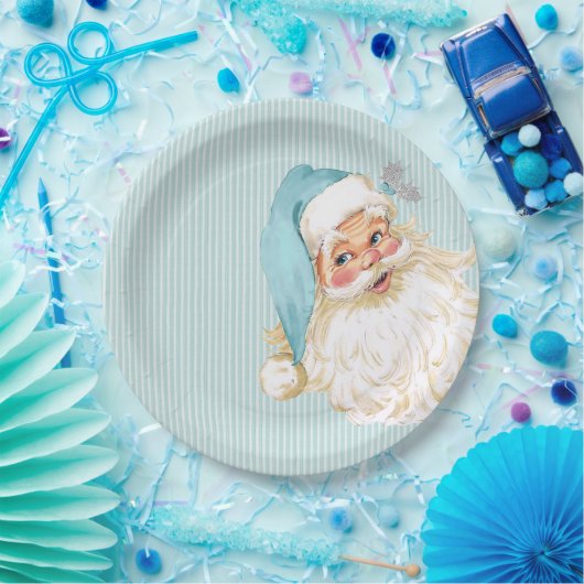 Turquoise  Victoriaans Sinterklaas Shabby Papieren Bordje (Feest)