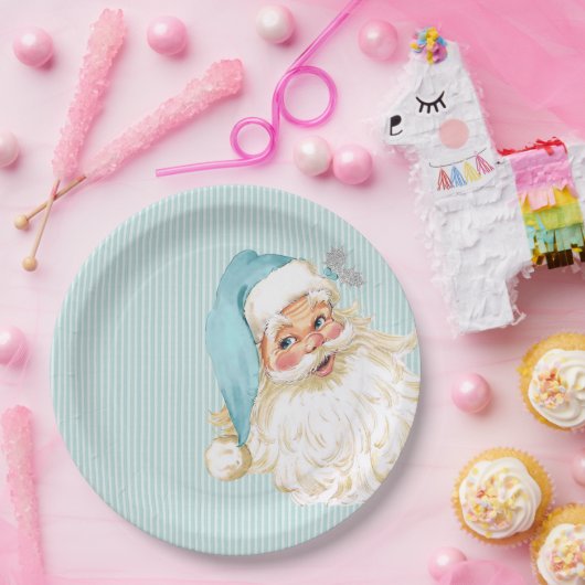 Turquoise  Victoriaans Sinterklaas Shabby Papieren Bordje (Feest)