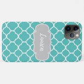 Turquoise Vierblad Custom Naam Case-Mate iPhone Case (Achterkant (horizontaal))