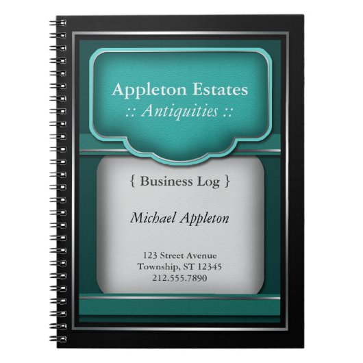 Turquoise vintage - Carnet d'affaires (Devant)