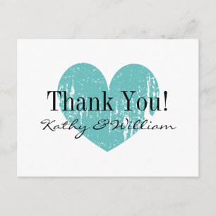 Turquoise vintage coeur mariage merci cartes